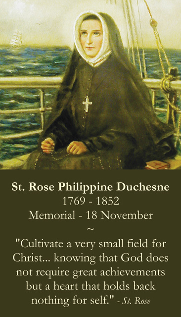 Nov. 18th: St. Rose Philippine Duchesne Prayer Card